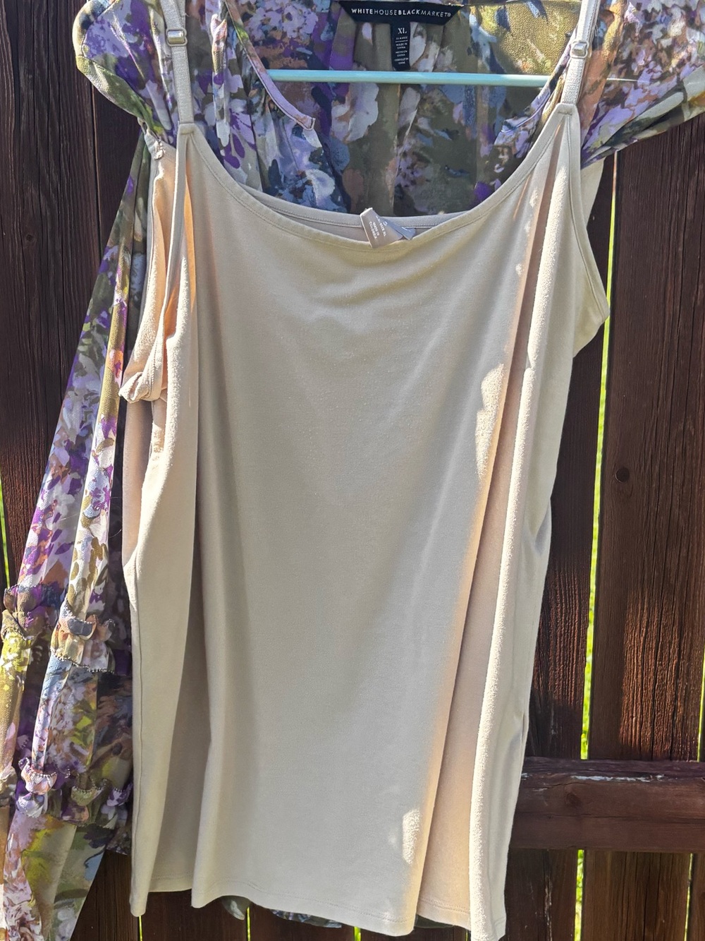 2 pieces White House Black Market Floral Sheer Blouse in Purple, Olive & Cream - Picture 4 of 5